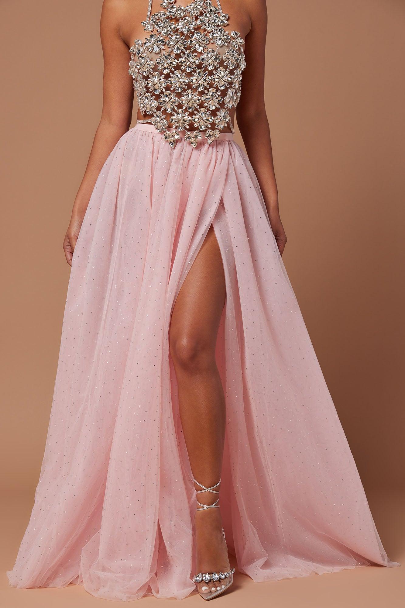 Inez Glitter Maxi Skirt - Pink Product Image