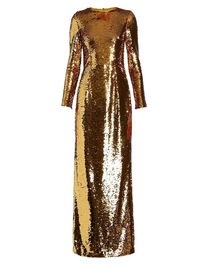 Womens Sequined Long-Sleeve Gown Product Image