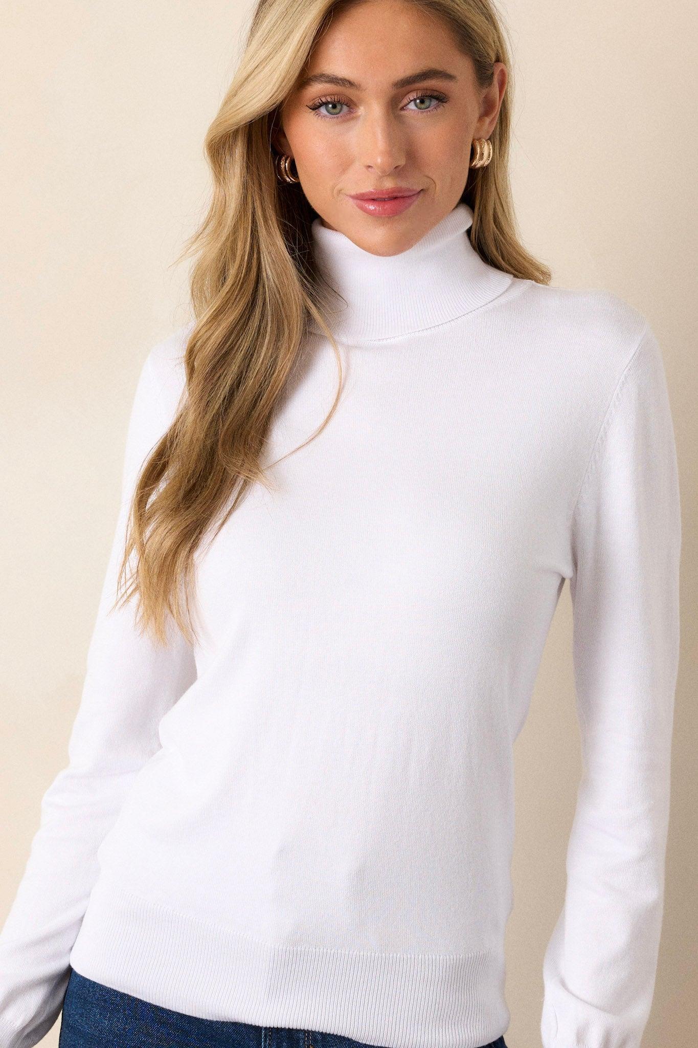 Comfortable Charm White Turtleneck Sweater Product Image