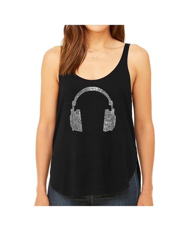 La Pop Art Womens Premium Word Art Flowy Tank Top- 63 Different Genres Of Music Product Image