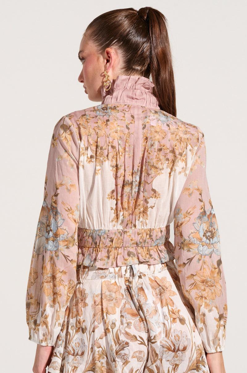 LUCID DREAMS FLORAL TIE NECK BLOUSE Product Image