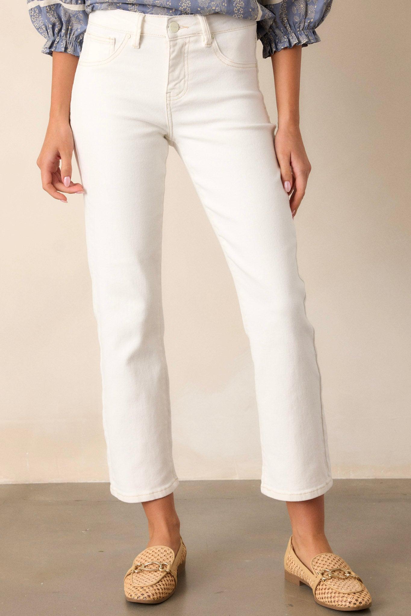 All My Life White High Waisted Straight Leg Jeans Product Image