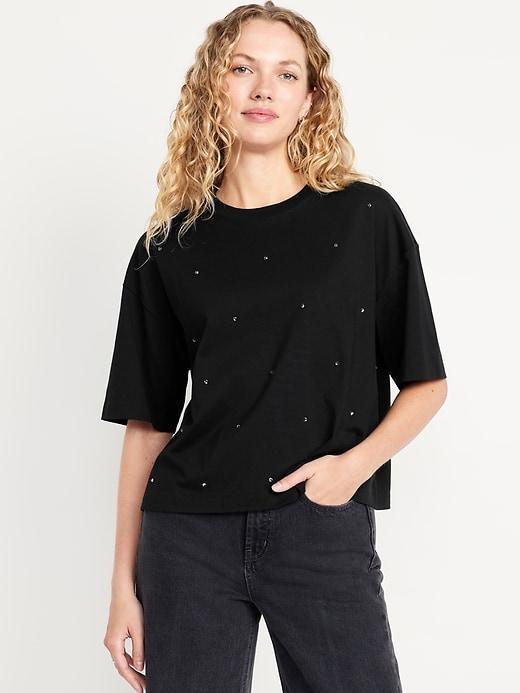 Oversized Crew-Neck Embellished T-Shirt Product Image