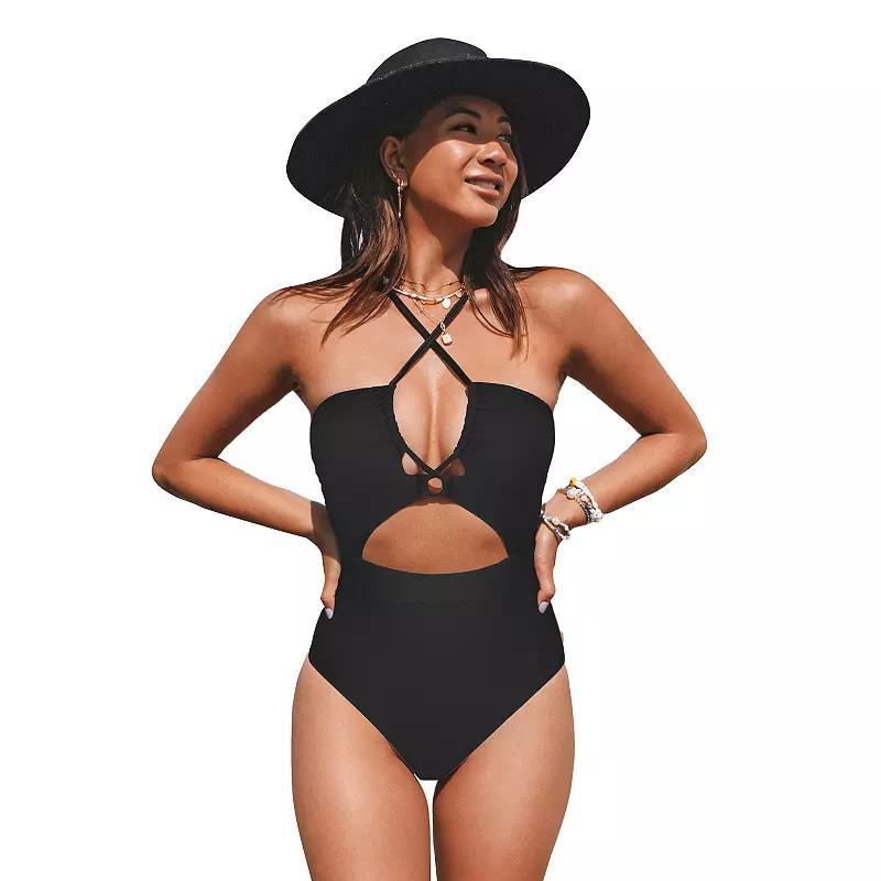 Womens CUPSHE Plunging Cutout Criss Cross One-Piece Swimsuit Product Image