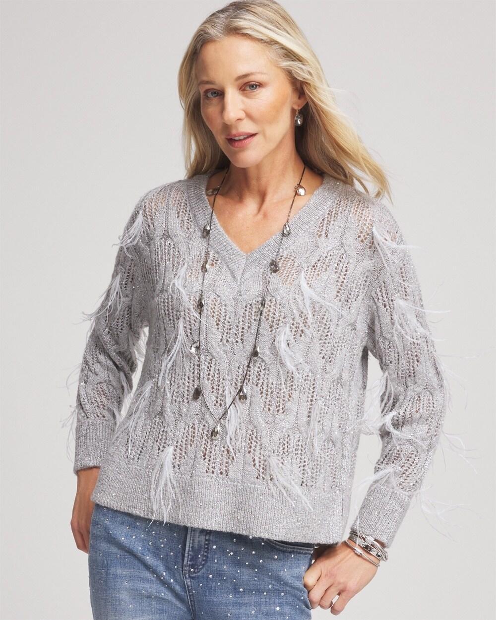 Women's Feathered Pullover Sweater Product Image