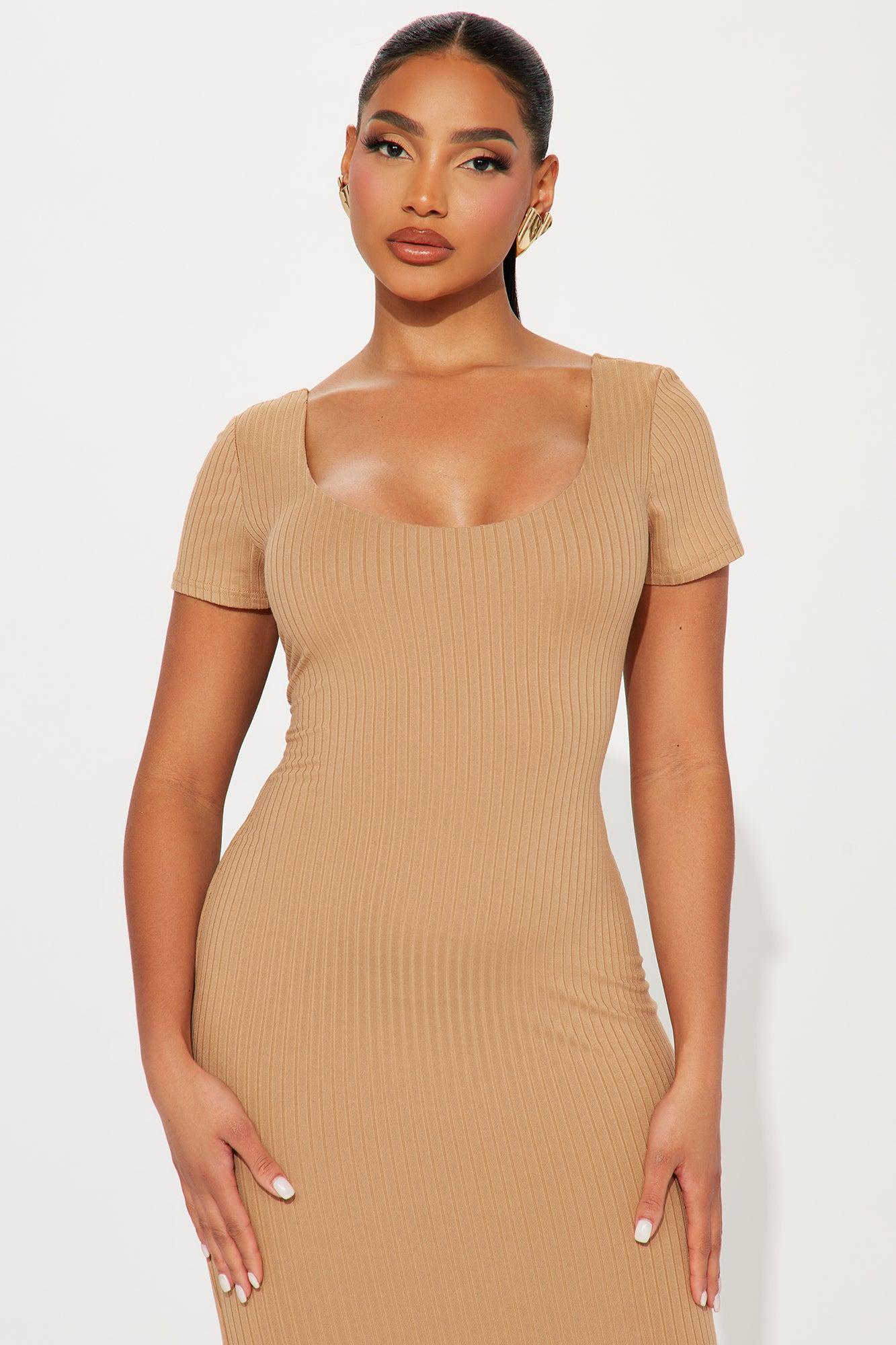 Dani Double Lined Midi Dress - Camel Product Image