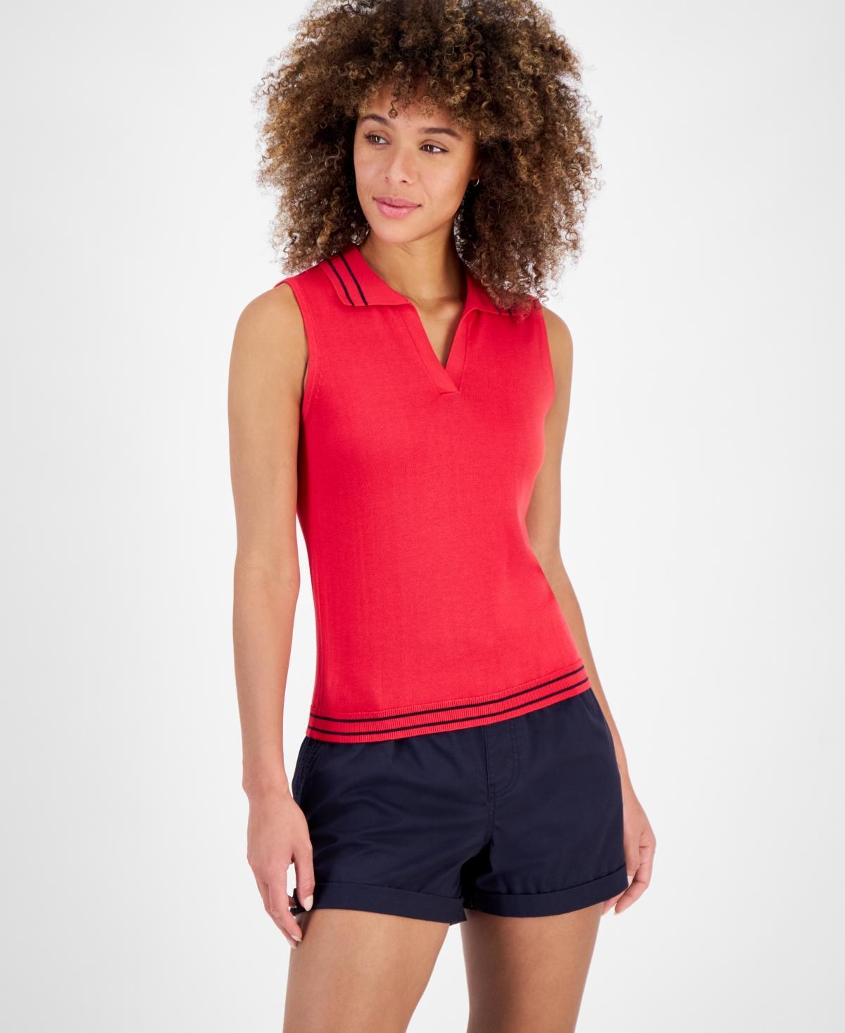 Nautica Jeans Womens Sleeveless Johnny Collar Top - Rgta Red product image