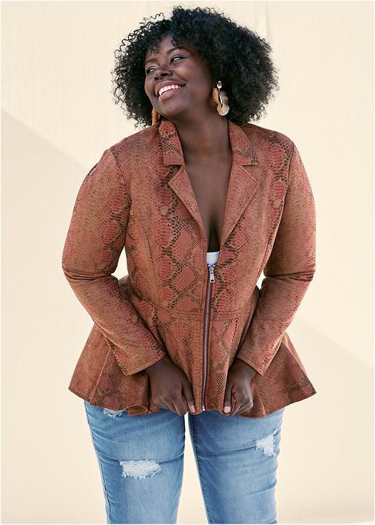 Faux-Suede High-Low Jacket Product Image