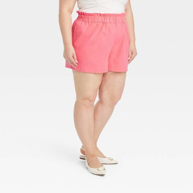 Womens High-Rise Linen Pull-On Shorts - A New Day XXL Product Image