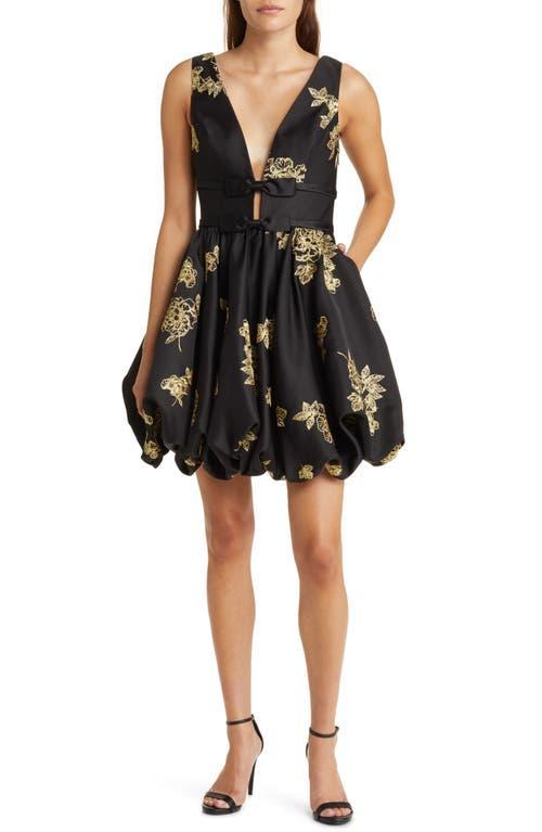 Marchesa Notte Metallic Floral Bubble Hem Minidress Product Image