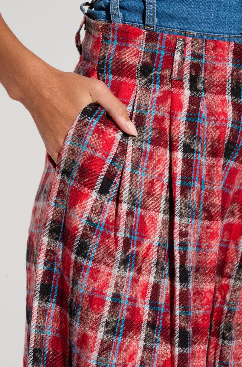 PLAID SWAGGER SLACKS IN RED MULTI Product Image