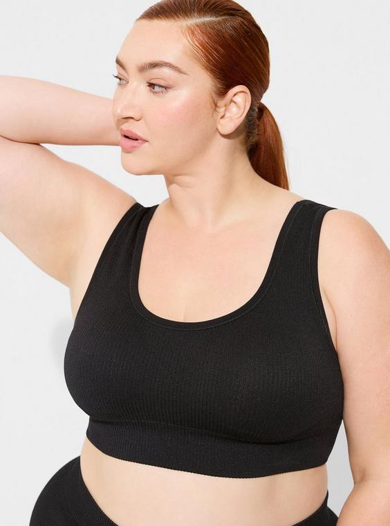 Lightly Lined Seamless Rib Scoop Bralette Product Image