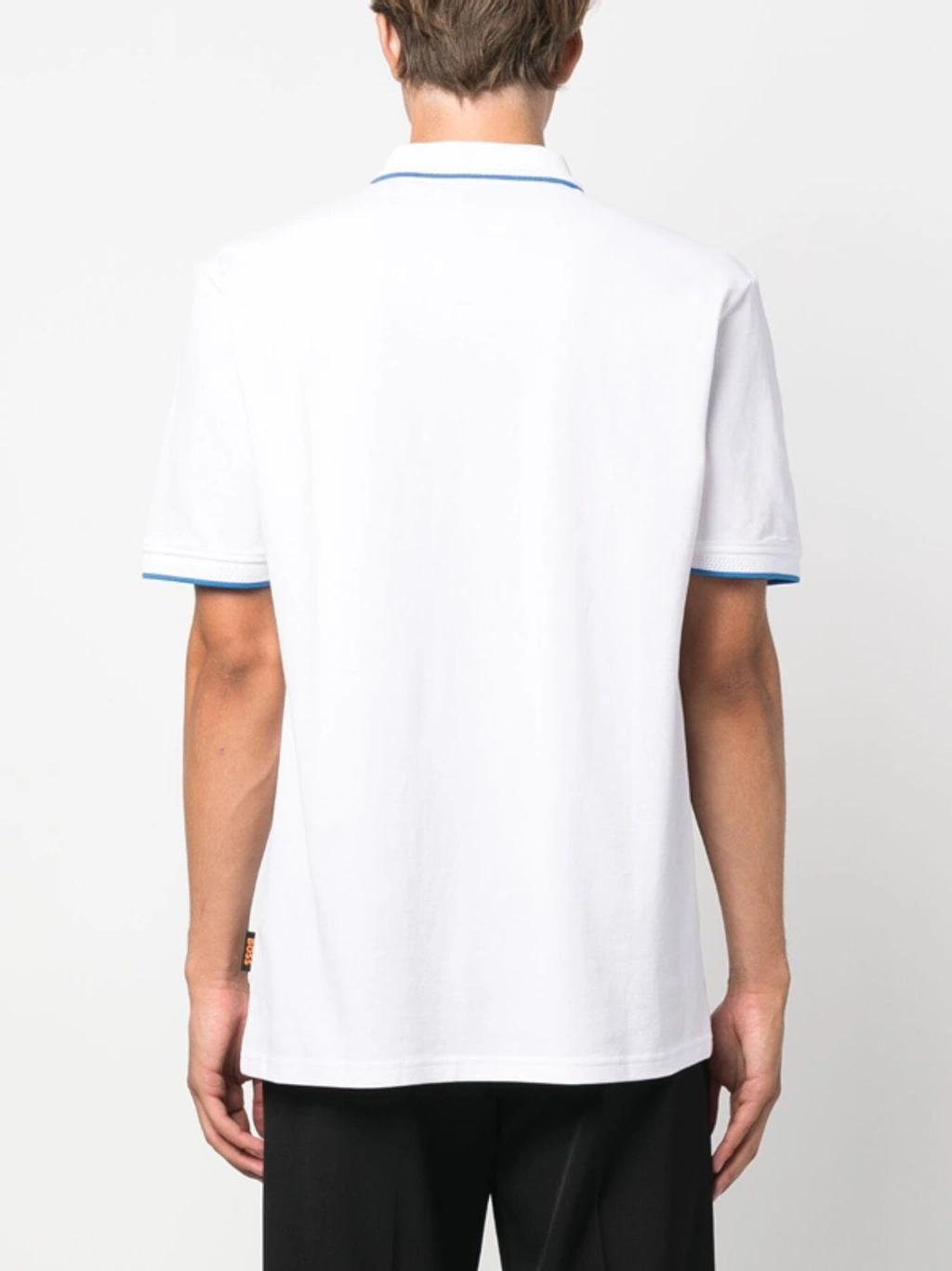 Short-sleeve Cotton Polo Shirt In White Product Image