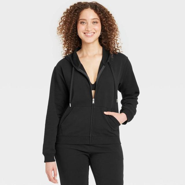 Womens Fleece Zip-Up Sweatshirt - Auden Black XL Product Image