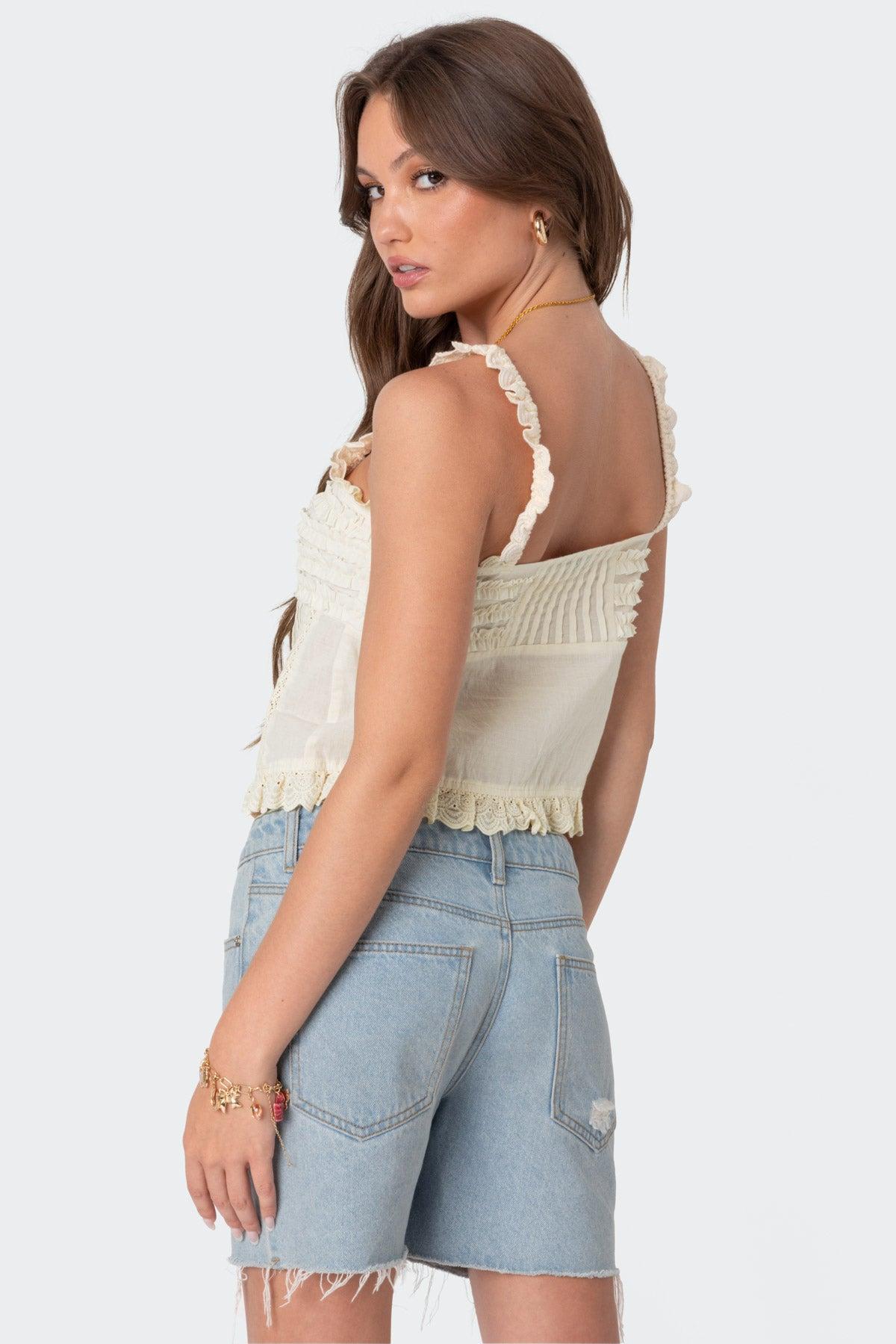 Hera Button Front Ruffled Top Product Image