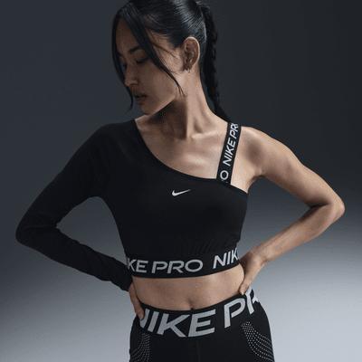 Womens Nike Pro Shine Dri-FIT Asymmetrical Cropped Top Product Image