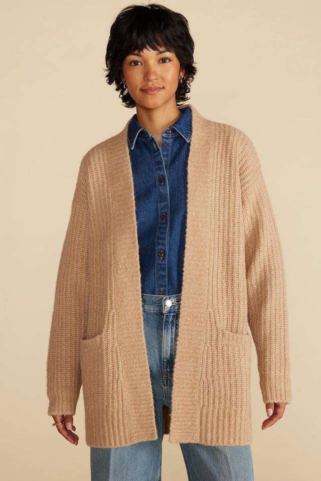 Jeune Relaxed Open Front Cardigan - Oatmeal Beige Product Image