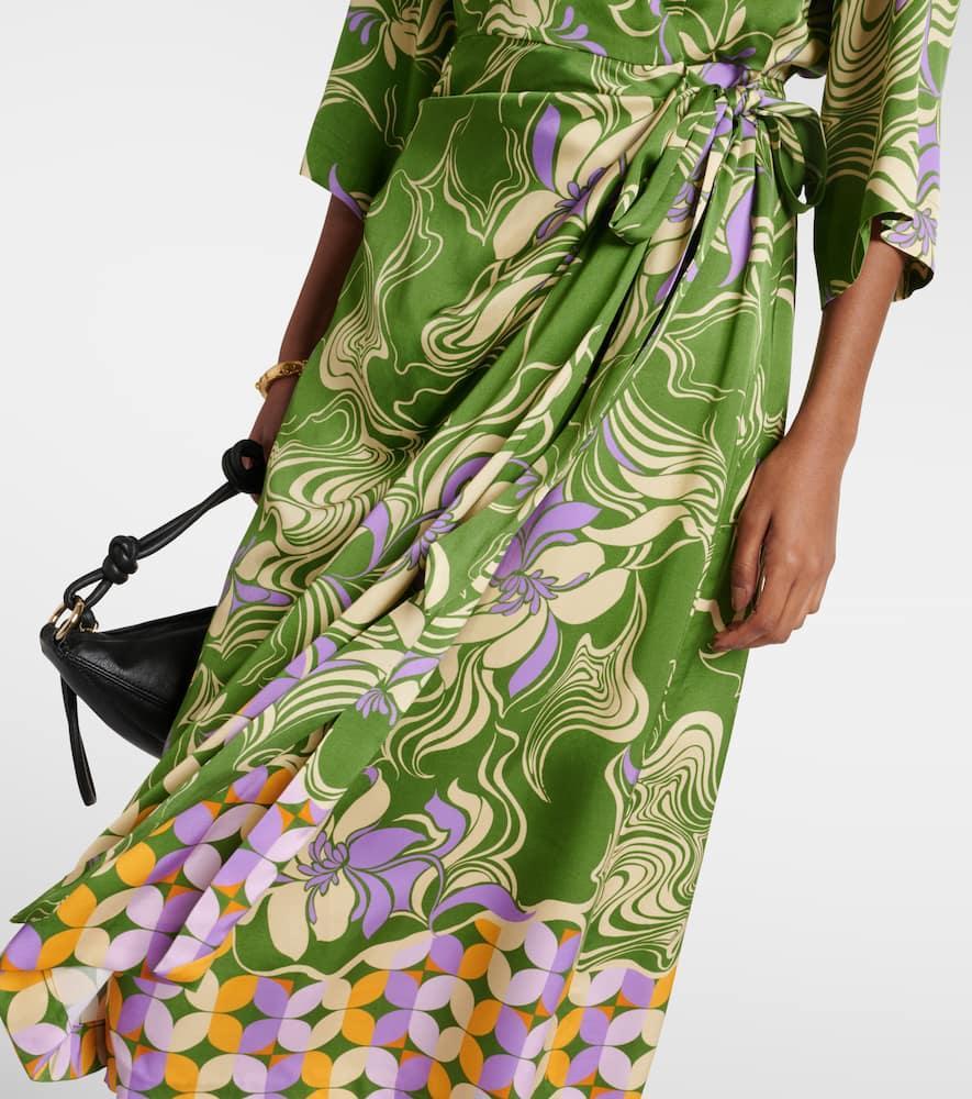 Dakola Printed Wrap Midi Dress In Green Product Image