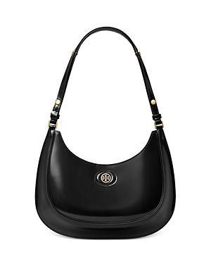 Tory Burch Robinson Spazzolato Convertible Crescent Bag (Shea Butter) Cross Body Handbags Product Image