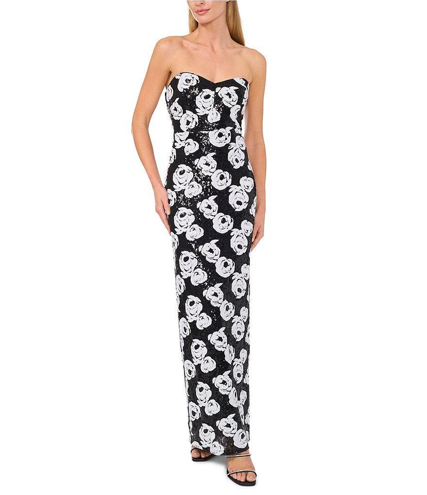 CeCe Sweetheart Sleeveless Sequin Floral Maxi Dress Product Image