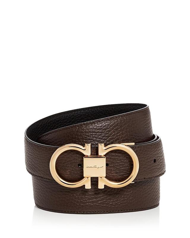 Salvatore Ferragamo Mens Double Gancini Buckle Reversible Leather Belt Product Image