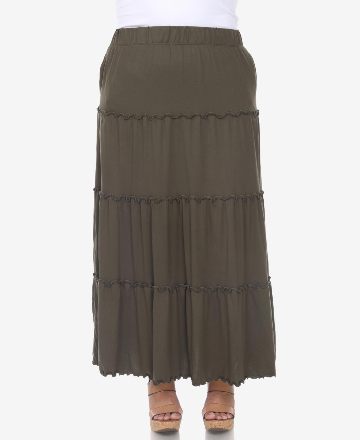 White Mark Plus Size Tiered Maxi Skirt Product Image