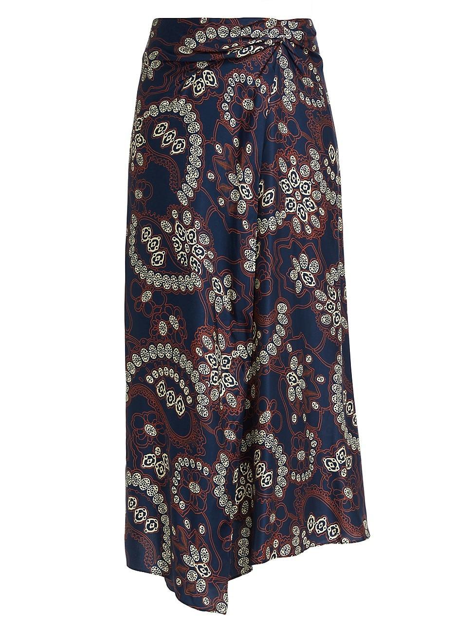 Womens Clara Paisley Wrap Midi-Skirt Product Image