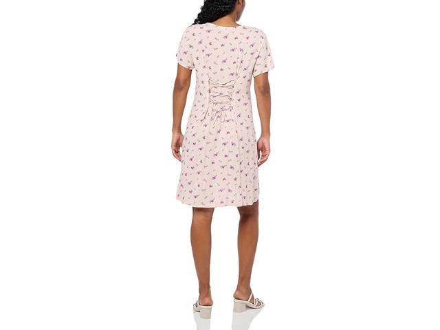 Lucky Brand Mini Short Sleeve Slip Dress (Peach Blush Multi) Women's Dress Product Image