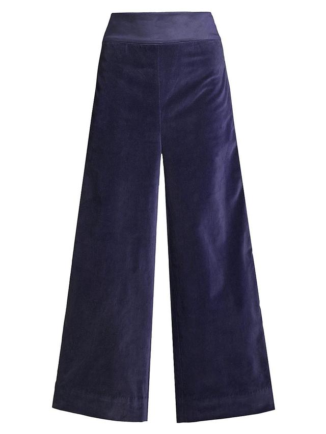 Womens Velvet Wide-Leg Tuxedo Pants Product Image