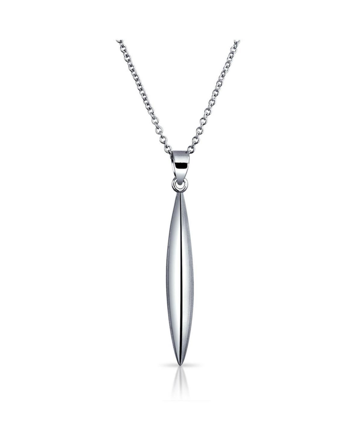 Bling Jewelry Geometric Simple Silver Vertical Torpedo Minimalist Small Pendant Rhodium Plated Sterling Necklace For Women Product Image