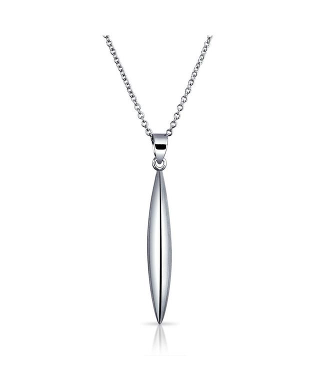 Bling Jewelry Geometric Simple Silver Vertical Torpedo Minimalist Small Pendant Rhodium Plated Sterling Necklace For Women Product Image