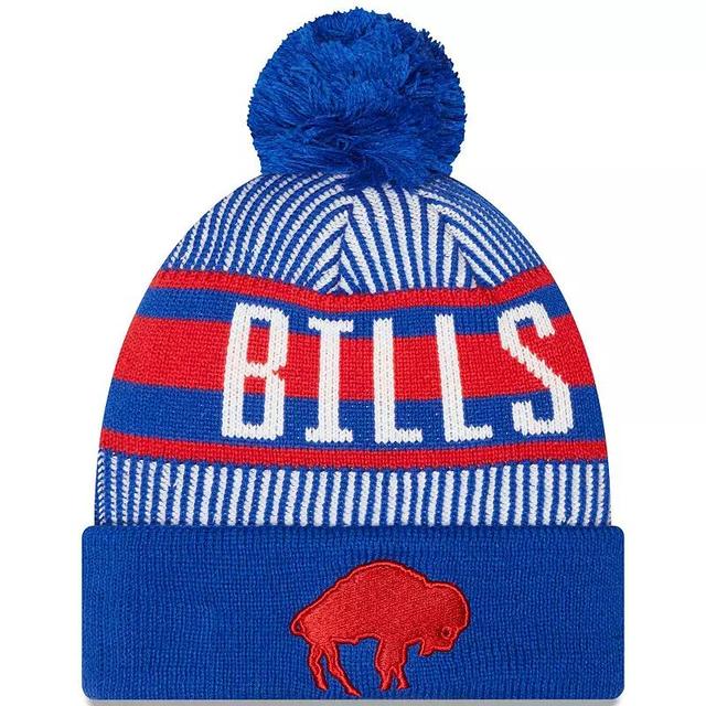 Mens New Era Royal Buffalo Bills Striped Cuffed Knit Hat with Pom Product Image