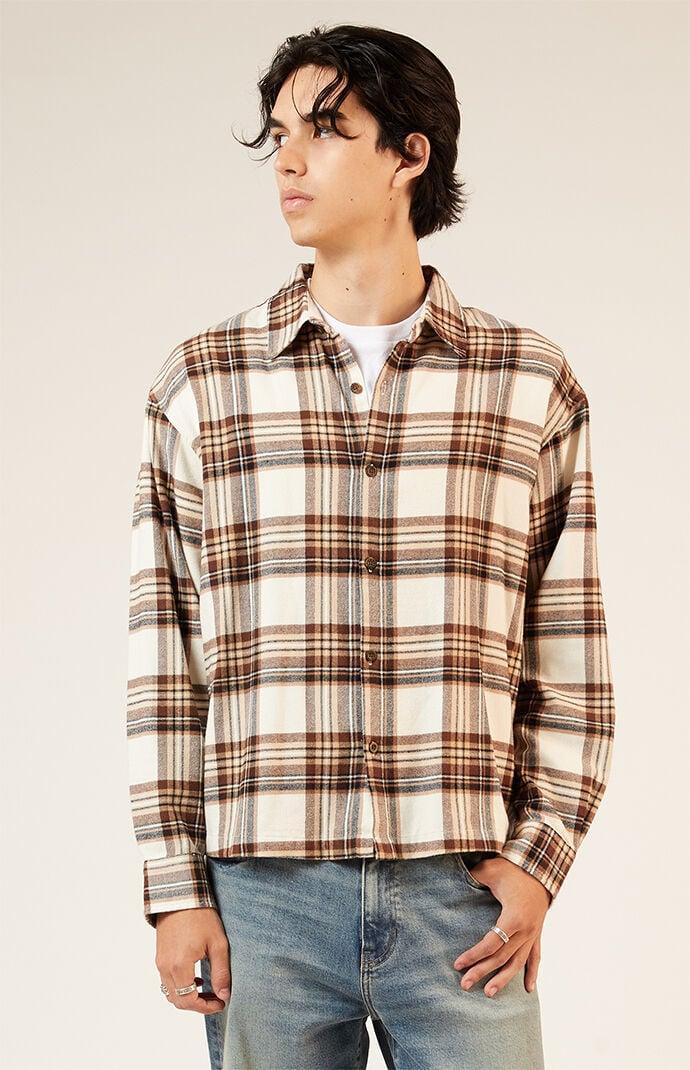 Men's Washed Cropped Flannel Shirt - Product Image