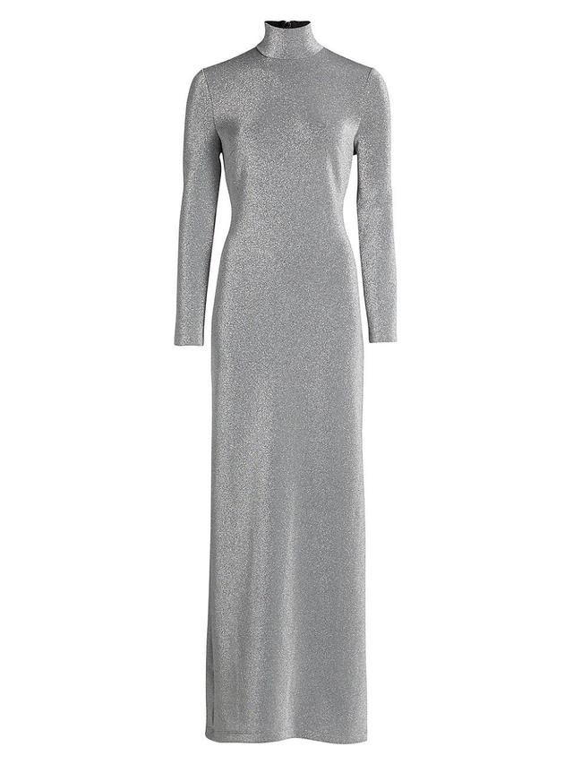 Womens Metallic Lurex Turtleneck Maxi Dress Product Image