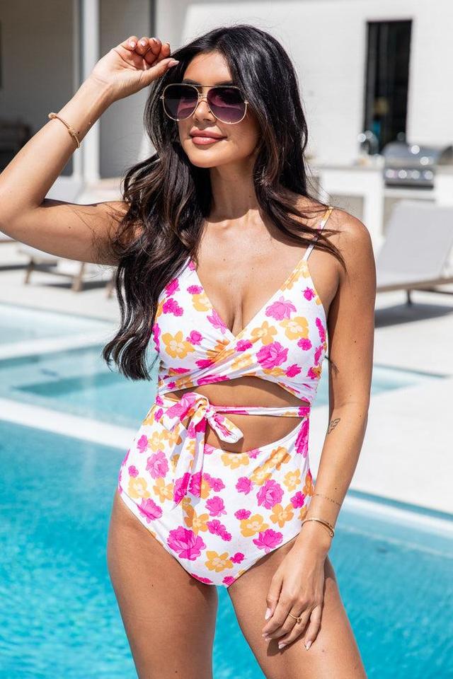 Caribbean Crush Pink/Orange Floral Swimsuit FINAL SALE Product Image