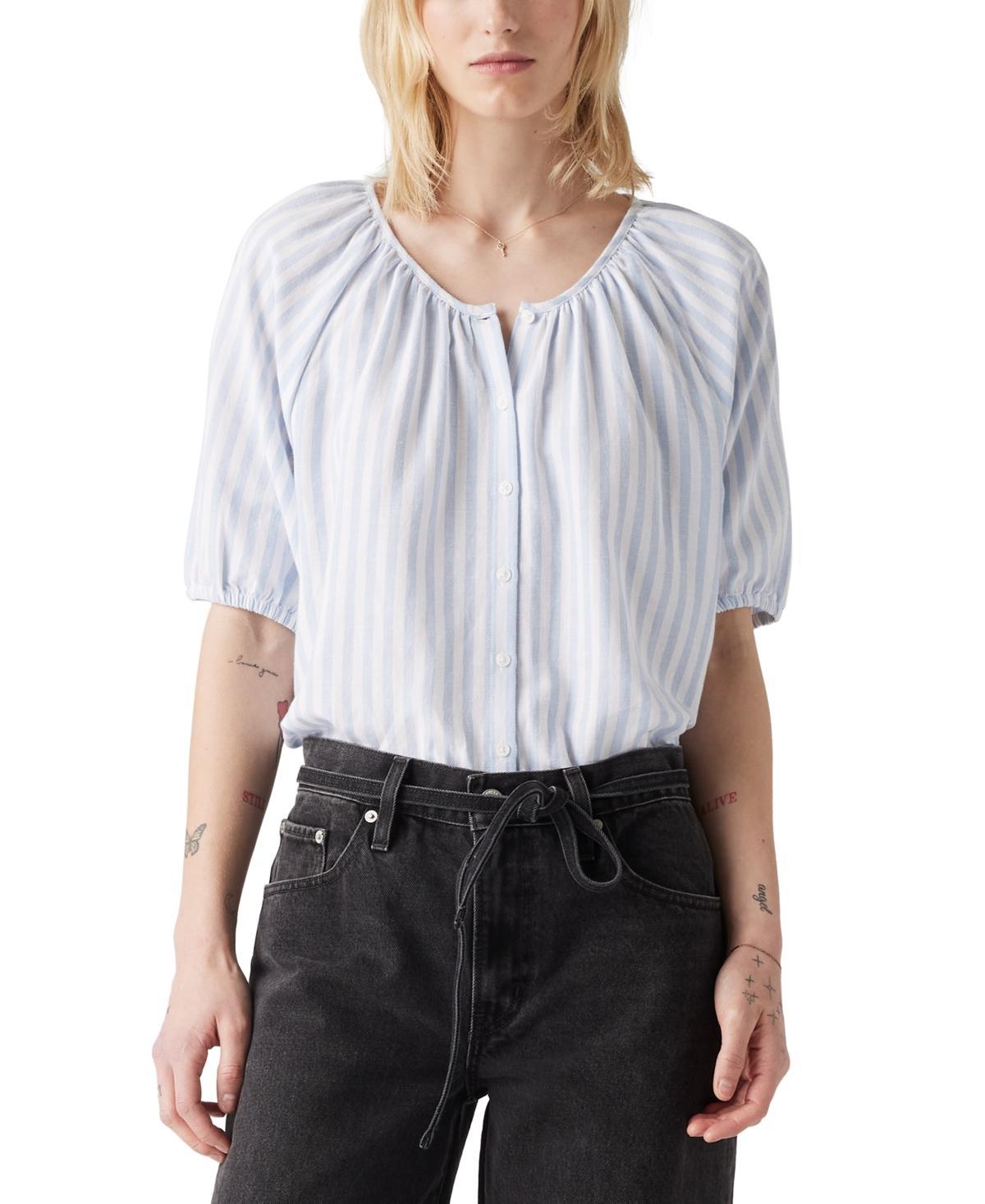 Levis Womens Leanne Button-Front Puff-Sleeve Top Product Image