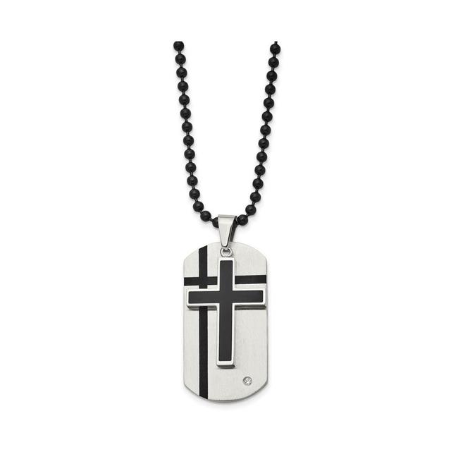 Mens Gentlemens Classics(tm) 2pc. Black Dog Tag & Cross Necklace Product Image