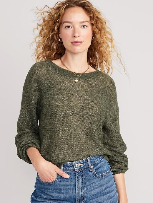 Sheer Boat-Neck Sweater Product Image