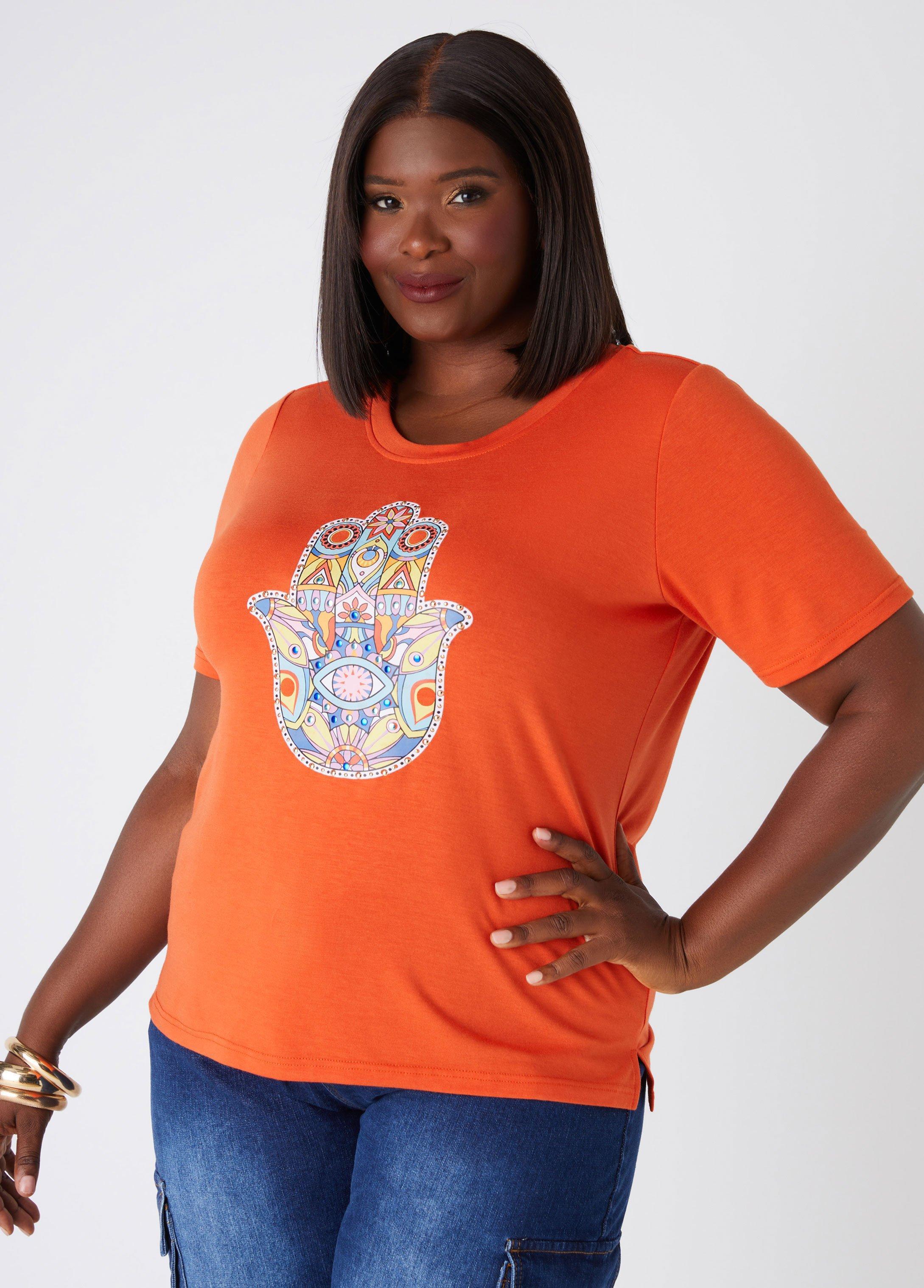 Plus Size Hamsa Embellished Graphic Tee Ashley Stewart Product Image