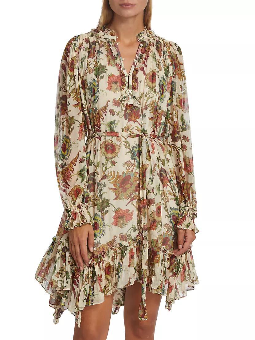 Anais Floral Silk Chiffon Minidress Product Image