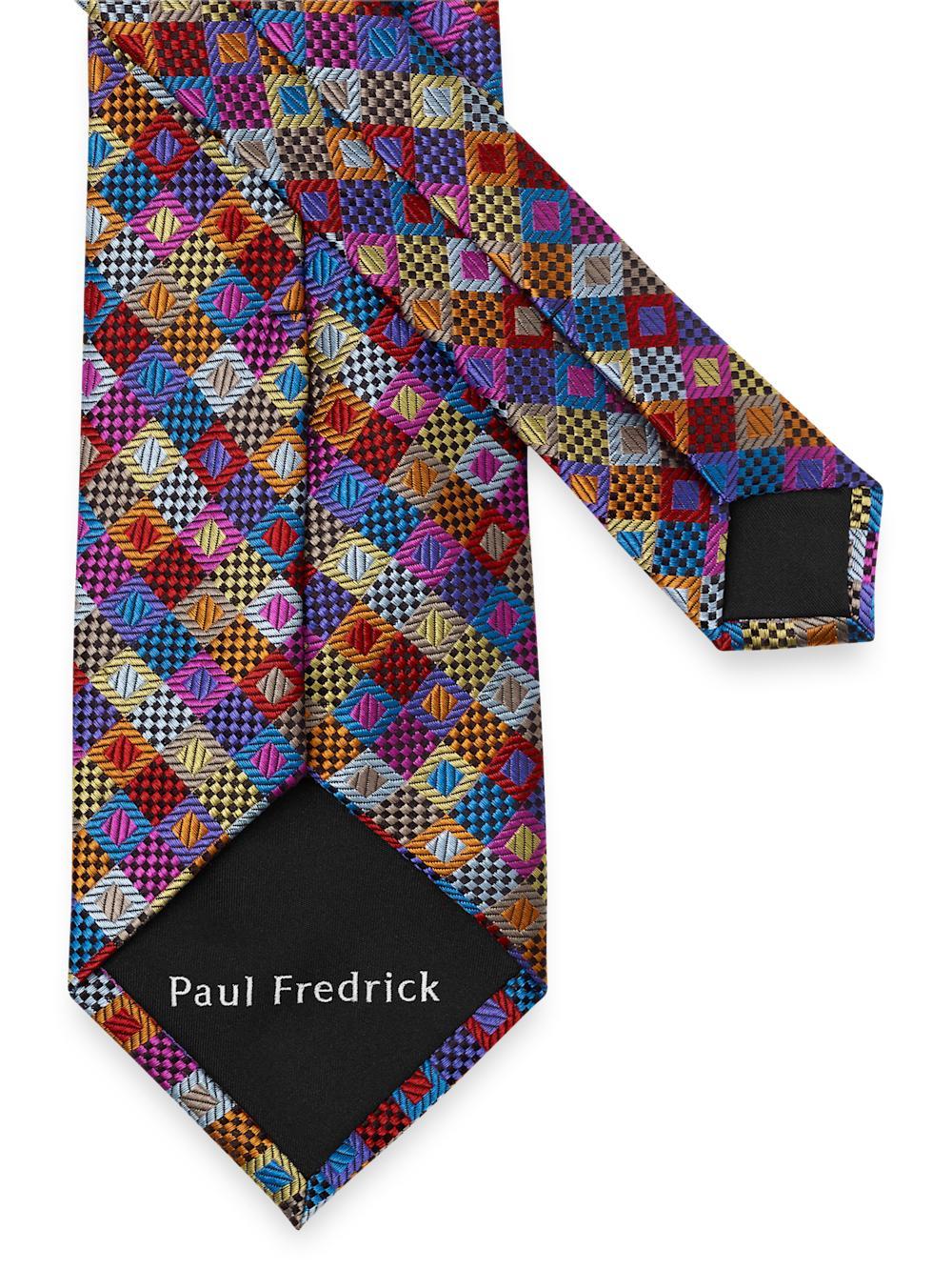 Geometric Woven Silk Tie - Multi Product Image