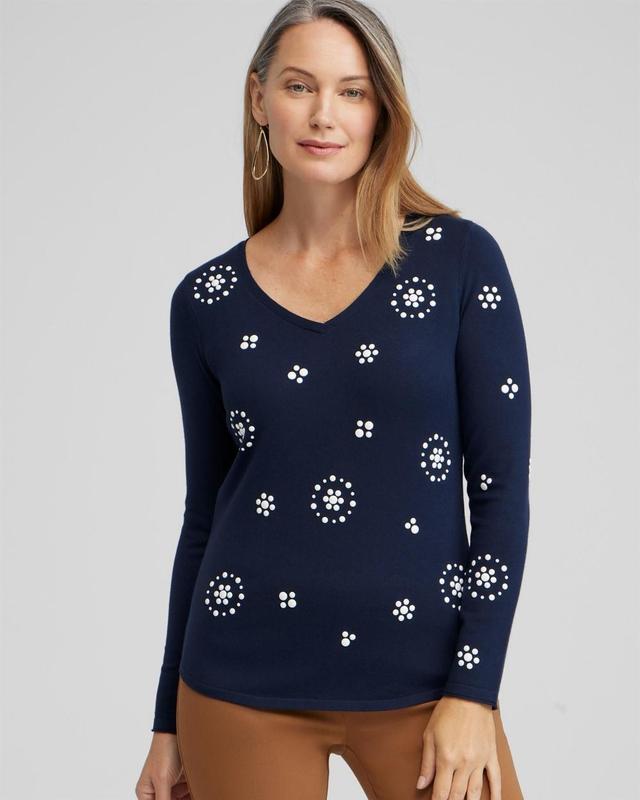Chico's Women's  Embellished V-Neck Pullover Sweater Product Image