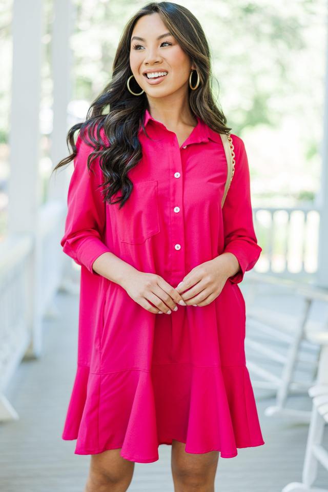 Share Your Story Fuchsia Pink Shirt Dress Female Product Image