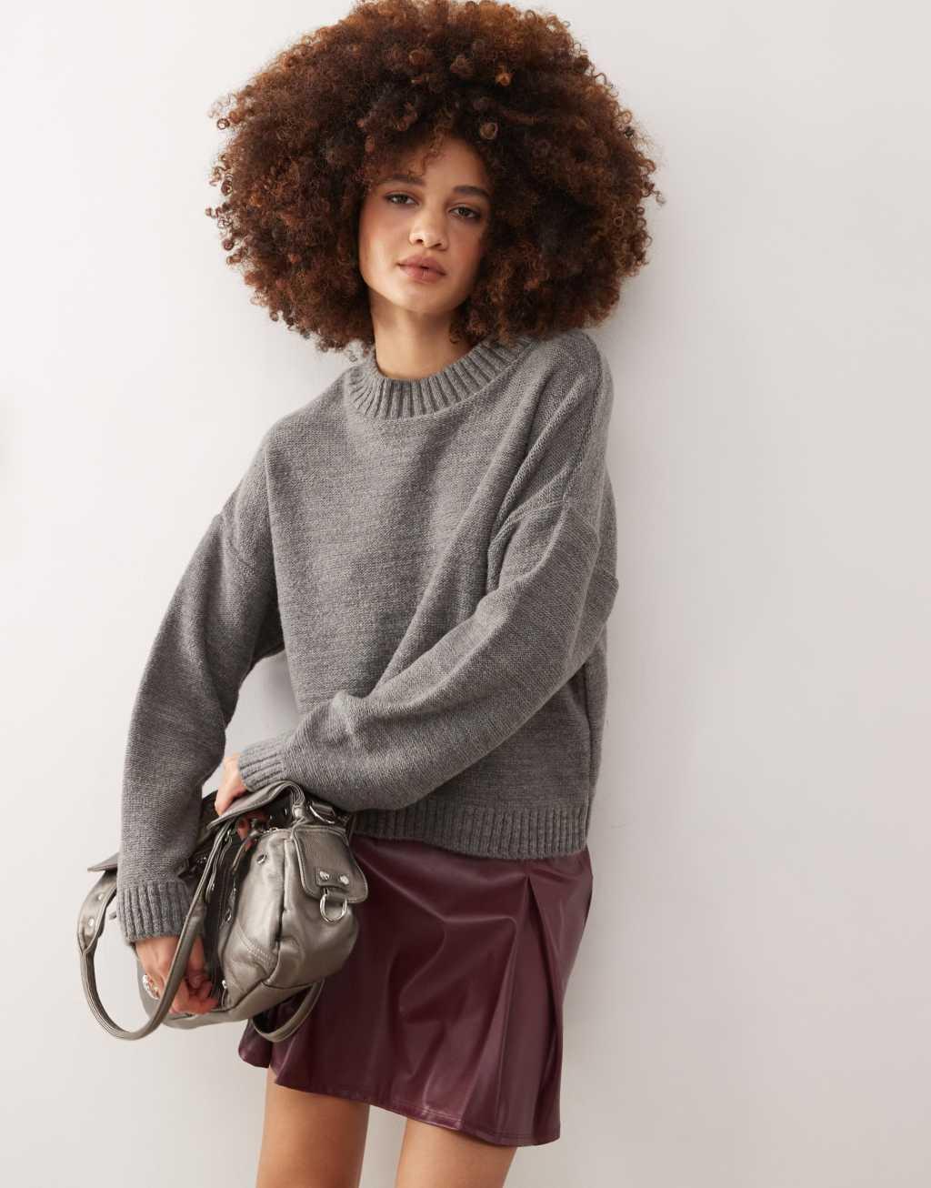 Reclaimed Vintage crew neck sweater in gray Product Image