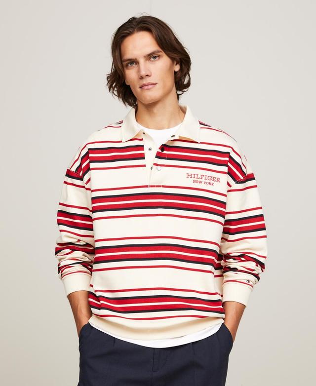 Men's Monotype Logo Striped Long Sleeve Rugby Shirt Product Image