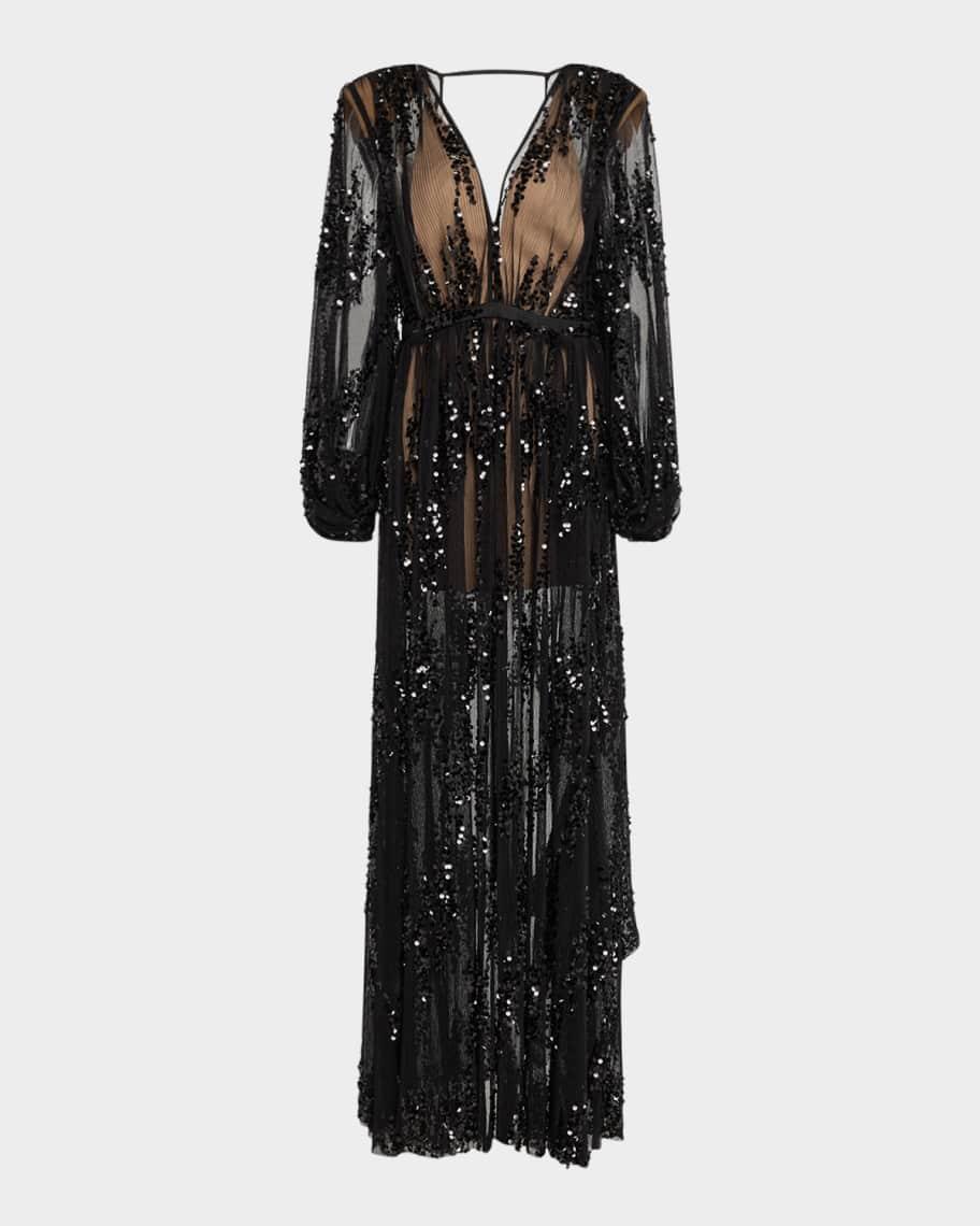 Amber Zoe Sequin Sheer Gown Product Image