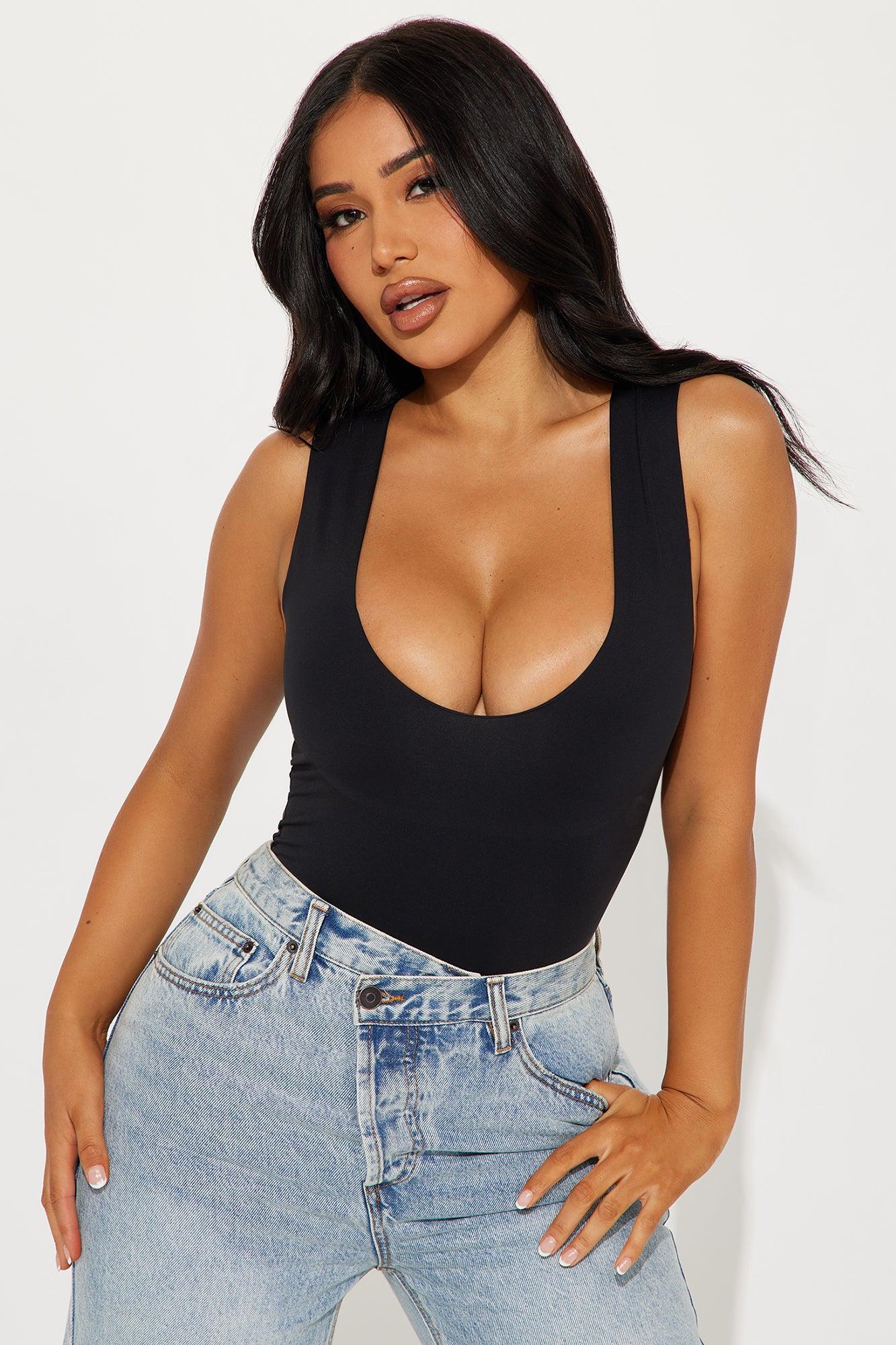 Kim Scoop Neck Bodysuit - Black Product Image