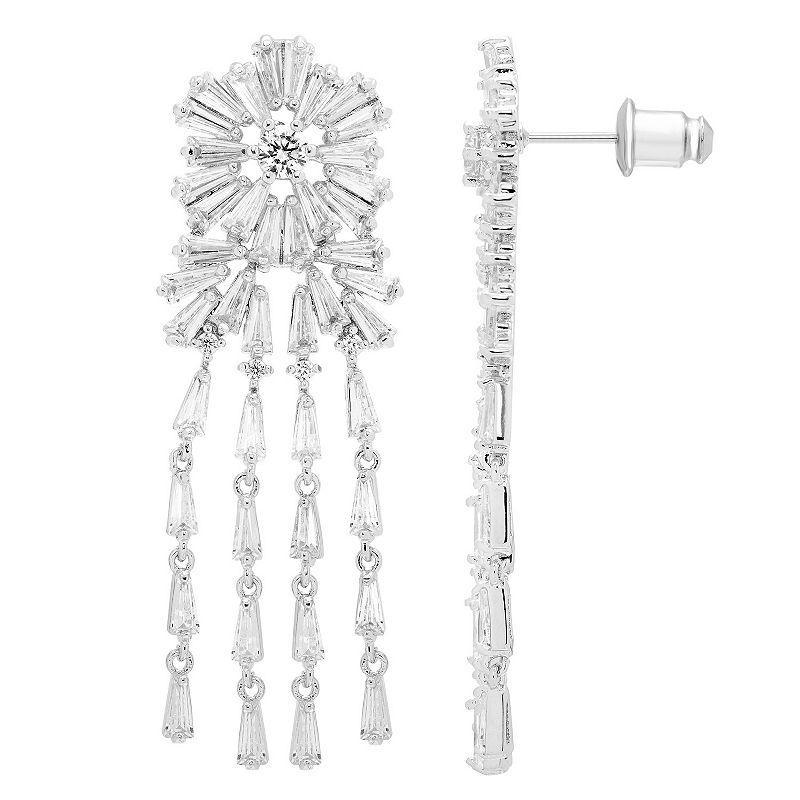 A&M Silver-Tone Flower Chandelier Earrings, Womens, White Product Image