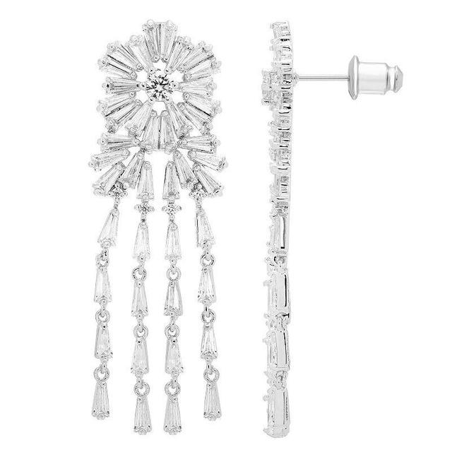 A&M Silver-Tone Flower Chandelier Earrings, Womens, Silver Tone Product Image