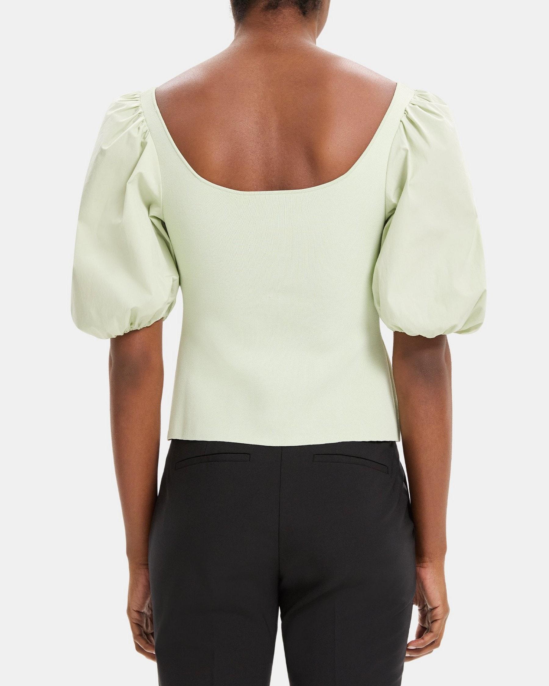 Puff Sleeve Top in Stretch Knit Product Image